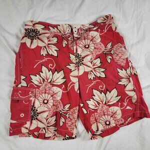 Tommy Bahama Relax Mens Large Red Floral Swim Shorts Summer Beach Pool Casual